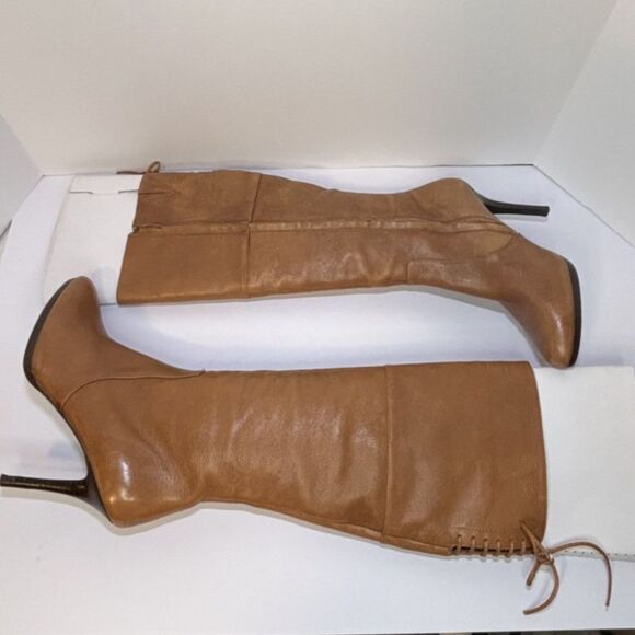 Lauren Ralph Lauren Leather Knee High Heeled Boots Designer Womens - Picture 7 of 11